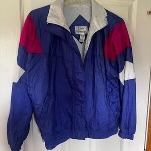 Vintage Laura Katherine Windbreaker Jacket Women's Small Blue Magenta‎ White